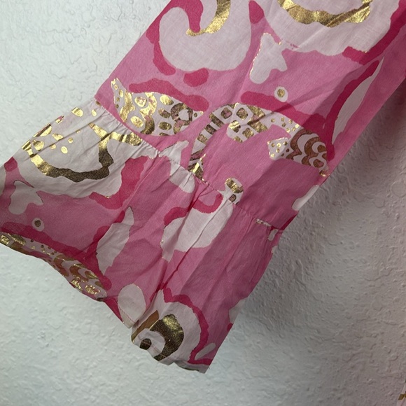 NWT new Gretchen Scott Faith Cotton pink gold ruffle floral dress XS - Picture 9 of 13